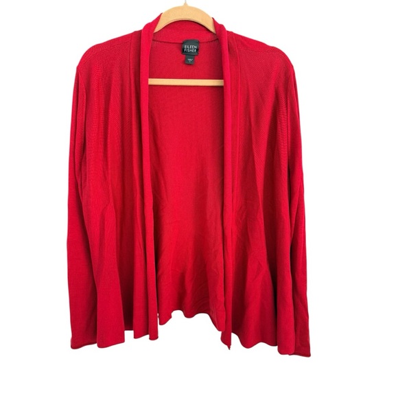 Eileen Fisher Vibrant Red Cardigan - Picture 6 of 6
